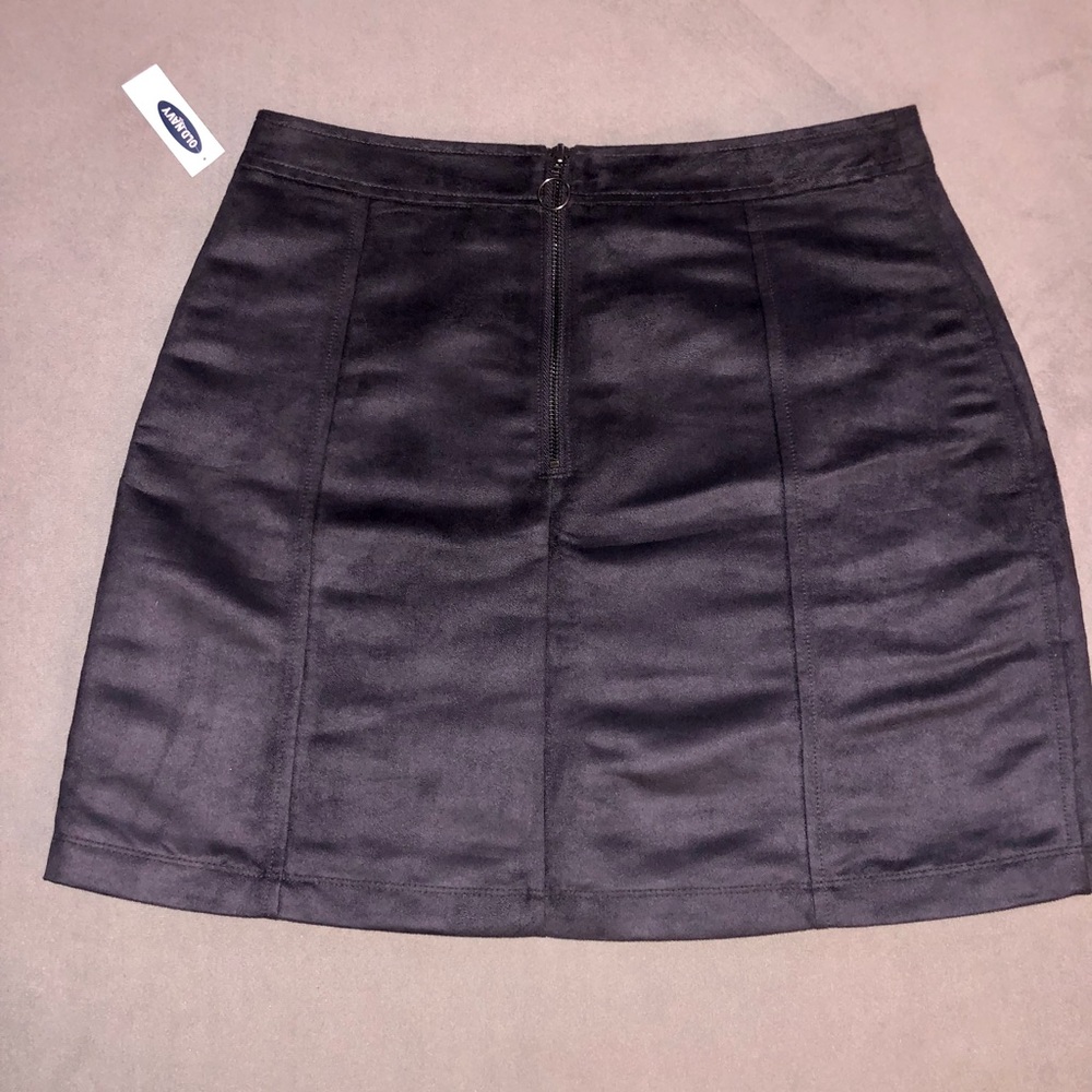 Navy blue high-waisted suede skirt NWT